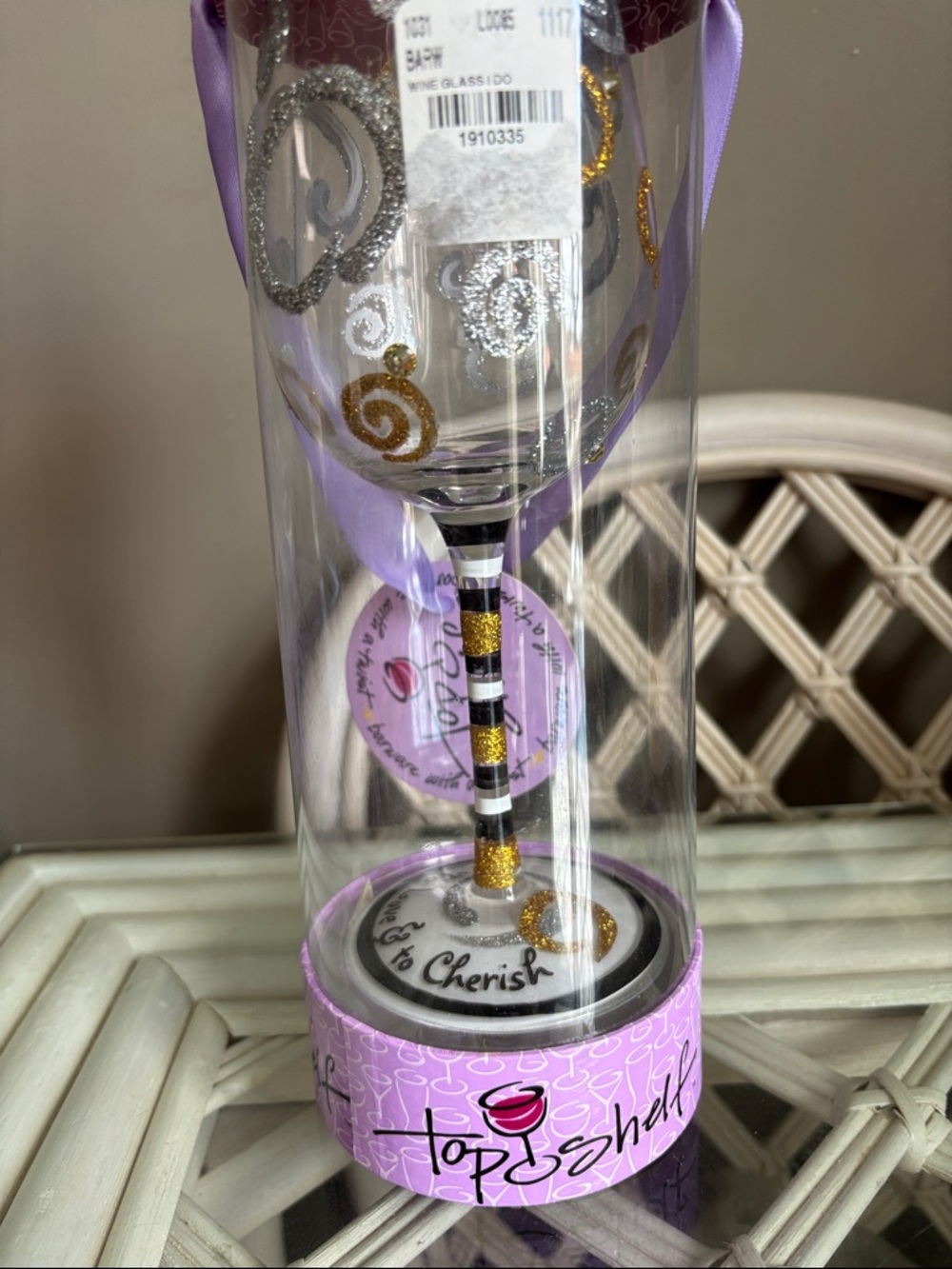 Top Shelf “I Do” Hand-Painted Wine Glass NIP - Picture 14 of 15